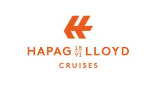 Logo von Hapag-Lloyd Cruises mit orangefarbenem Symbol und Schriftzug in Weiß