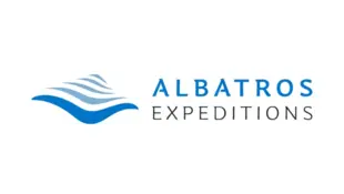 Logo von "Albatros Expeditions" in blau und schwarz mit weißem Hintergrund.