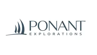 Logo von Ponant Explorations mit blauem Segelschiff-Symbol auf weißem Hintergrund.