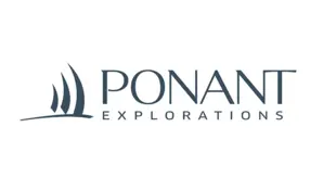 Logo von Ponant Explorations mit blauem Segelschiff-Symbol auf weißem Hintergrund.