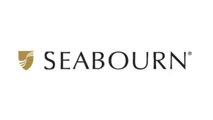 Logo von Seabourn mit goldenem Wappen und schwarzem Schriftzug auf weißem Hintergrund.