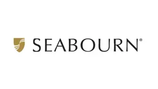 Logo von Seabourn mit goldenem Wappen und schwarzem Schriftzug auf weißem Hintergrund.