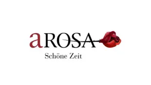Logo von A-ROSA mit rotem Schriftzug und Rose auf weißem Hintergrund.